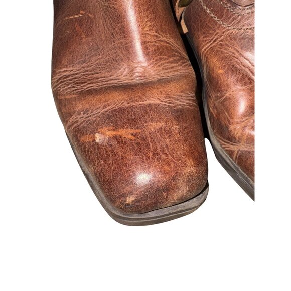 VTG Mossimo Supply Womens 9 Brown Leather Western Harness Moto Biker Boots Boho - Picture 10 of 14